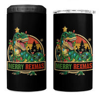 Funny Christmas Dinosaur 4 in 1 Can Cooler Tumbler Merry Rexmas Dino Xmas Tree - Wonder Print Shop