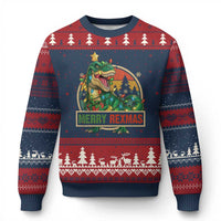 Funny Xmas Dinosaur Ugly Christmas Sweater Merry Rexmas Dino Xmas Tree - Wonder Print Shop