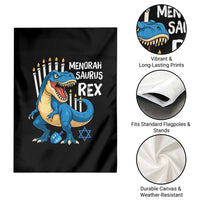Funny Hanukkah Dinosaur Garden Flag Menorasaurus Rex Jewish Holiday Chanukkah - Wonder Print Shop