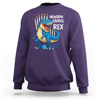 Funny Hanukkah Dinosaur Sweatshirt Menorasaurus Rex Jewish Holiday Chanukkah - Wonder Print Shop