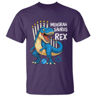 Funny Hanukkah Dinosaur T Shirt Menorasaurus Rex Jewish Holiday Chanukkah - Wonder Print Shop