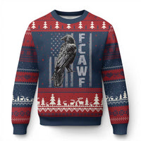 Funny F CAW F Crow Ugly Christmas Sweater Vintage American Flag - Wonder Print Shop