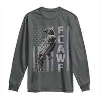 Funny F CAW F Crow Long Sleeve Shirt Vintage American Flag - Wonder Print Shop