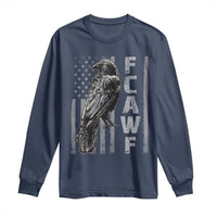 Funny F CAW F Crow Long Sleeve Shirt Vintage American Flag - Wonder Print Shop