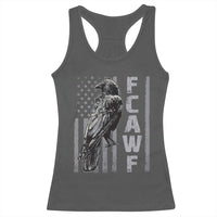 Funny F CAW F Crow Racerback Tank Top Vintage American Flag - Wonder Print Shop