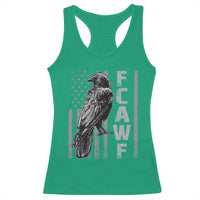 Funny F CAW F Crow Racerback Tank Top Vintage American Flag - Wonder Print Shop