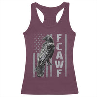 Funny F CAW F Crow Racerback Tank Top Vintage American Flag - Wonder Print Shop
