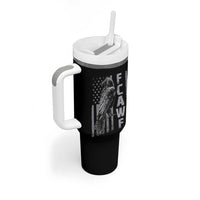 Funny F CAW F Crow Tumbler With Handle Vintage American Flag - Wonder Print Shop