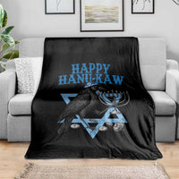 Funny Hanukkah Crow Throw Blanket Happy Hanukaw Jewish Holiday Chanukah Menorah - Wonder Print Shop
