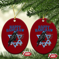 Funny Hanukkah Crow Ceramic Ornament Happy Hanukaw Jewish Holiday Chanukah Menorah - Wonder Print Shop