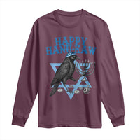 Funny Hanukkah Crow Long Sleeve Shirt Happy Hanukaw Jewish Holiday Chanukah Menorah - Wonder Print Shop