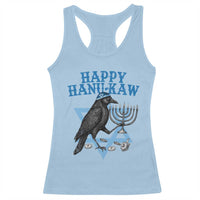 Funny Hanukkah Crow Racerback Tank Top Happy Hanukaw Jewish Holiday Chanukah Menorah - Wonder Print Shop