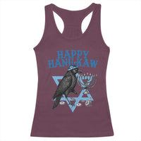 Funny Hanukkah Crow Racerback Tank Top Happy Hanukaw Jewish Holiday Chanukah Menorah - Wonder Print Shop