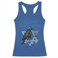 Funny Hanukkah Crow Racerback Tank Top Happy Hanukaw Jewish Holiday Chanukah Menorah - Wonder Print Shop