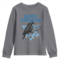Funny Hanukkah Crow Youth Sweatshirt Happy Hanukaw Jewish Holiday Chanukah Menorah - Wonder Print Shop