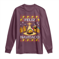 Funny Tacos Christmas Nativity Scene Long Sleeve Shirt Feliz Navitaco Mexican Food - Wonder Print Shop