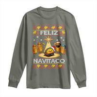 Funny Tacos Christmas Nativity Scene Long Sleeve Shirt Feliz Navitaco Mexican Food - Wonder Print Shop