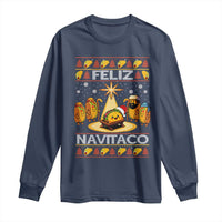 Funny Tacos Christmas Nativity Scene Long Sleeve Shirt Feliz Navitaco Mexican Food - Wonder Print Shop