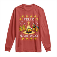 Funny Tacos Christmas Nativity Scene Long Sleeve Shirt Feliz Navitaco Mexican Food - Wonder Print Shop