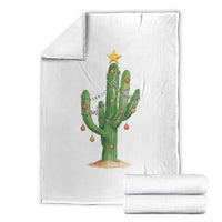 Funny Cactus Christmas Xmas Trees Lights Santa Hat Cactus Lovers Throw Blanket - Wonder Print Shop