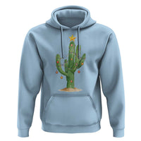 Funny Cactus Christmas Xmas Trees Lights Santa Hat Cactus Lovers Hoodie - Wonder Print Shop