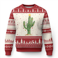 Funny Cactus Christmas Xmas Trees Lights Santa Hat Cactus Lovers Ugly Christmas Sweater - Wonder Print Shop