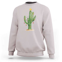 Funny Cactus Christmas Xmas Trees Lights Santa Hat Cactus Lovers Sweatshirt - Wonder Print Shop