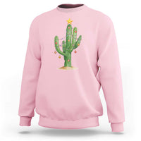 Funny Cactus Christmas Xmas Trees Lights Santa Hat Cactus Lovers Sweatshirt - Wonder Print Shop