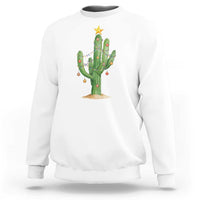 Funny Cactus Christmas Xmas Trees Lights Santa Hat Cactus Lovers Sweatshirt - Wonder Print Shop