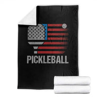 Pickleball Lover Vintage American Flag Throw Blanket 4th of July - Wonder Print Shop