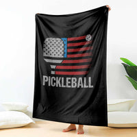 Pickleball Lover Vintage American Flag Throw Blanket 4th of July - Wonder Print Shop