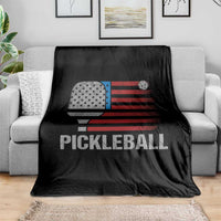 Pickleball Lover Vintage American Flag Throw Blanket 4th of July - Wonder Print Shop