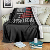 Pickleball Lover Vintage American Flag Throw Blanket 4th of July - Wonder Print Shop