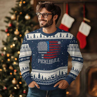 Pickleball Lover Vintage American Flag Ugly Christmas Sweater 4th of July - Wonder Print Shop