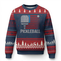 Pickleball Lover Vintage American Flag Ugly Christmas Sweater 4th of July - Wonder Print Shop