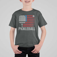 Pickleball Lover Vintage American Flag T Shirt For Kid 4th of July - Wonder Print Shop