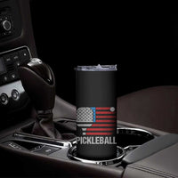 Pickleball Lover Vintage American Flag Skinny Tumbler 4th of July - Wonder Print Shop