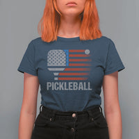 Pickleball Lover Vintage American Flag T Shirt For Women 4th of July - Wonder Print Shop