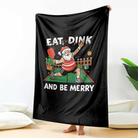 Funny Christmas Pickleball Throw Blanket Eat Dink And Be Merry Xmas Santa - Wonder Print Shop