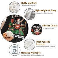 Funny Christmas Pickleball Throw Blanket Eat Dink And Be Merry Xmas Santa - Wonder Print Shop