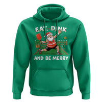 Funny Christmas Pickleball Hoodie Eat Dink And Be Merry Xmas Santa - Wonder Print Shop