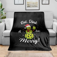 Funny Christmas Pickleball Throw Blanket Eat Dink And Be Merry Snowman - Wonder Print Shop