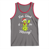 Funny Christmas Pickleball Tank Top Eat Dink And Be Merry Snowman - Wonder Print Shop