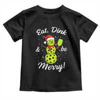 Funny Christmas Pickleball Toddler T Shirt Eat Dink And Be Merry Snowman - Wonder Print Shop