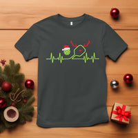Funny Christmas Pickleball Heartbeat Santa Hat T Shirt - Wonder Print Shop