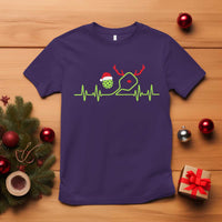 Funny Christmas Pickleball Heartbeat Santa Hat T Shirt - Wonder Print Shop