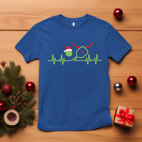 Funny Christmas Pickleball Heartbeat Santa Hat T Shirt - Wonder Print Shop