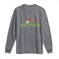 Funny Christmas Pickleball Heartbeat Santa Hat Long Sleeve Shirt - Wonder Print Shop