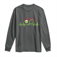 Funny Christmas Pickleball Heartbeat Santa Hat Long Sleeve Shirt - Wonder Print Shop