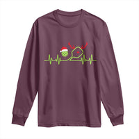 Funny Christmas Pickleball Heartbeat Santa Hat Long Sleeve Shirt - Wonder Print Shop